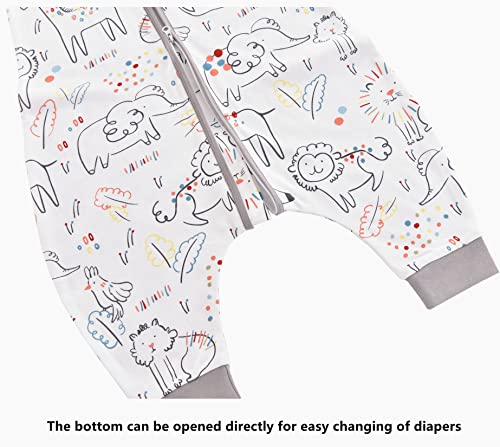 Chilsuessy Baby Schlafsack Sommer mit Füßen 0.5 Tog 100% Baumwolle Kinder Sommerschlafsack für Jungen und Mädchen, Glück Tiere, 70 cm (1er Pack)
