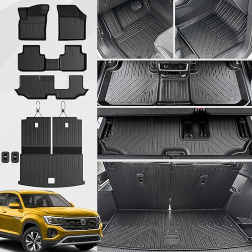 Image of Floor Mats for Volkswagen VW Atlas 2018-2026 7 Seats w /Cargo Mat