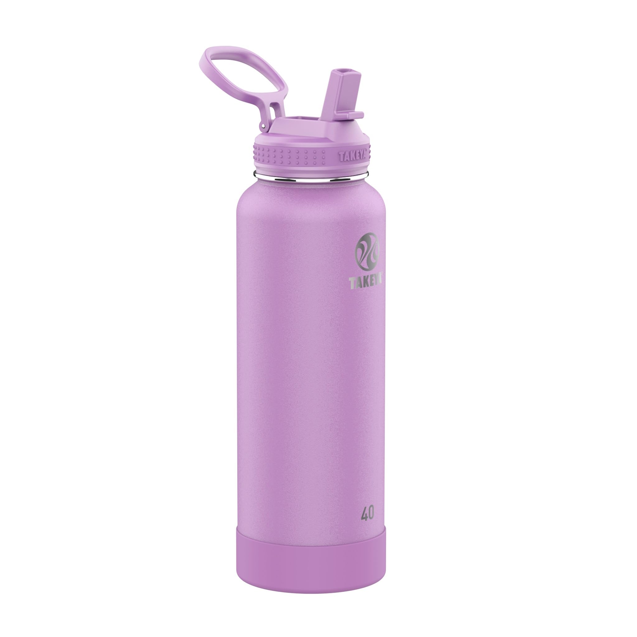 Takeya Actives Trinkflasche mit Strohhalm-Deckel – langlebige & pflegeleichte Wasserflasche mit Edelstahl-Isolierung – BPA-freier Deckel mit Tragegriff & Strohhalm – spülmaschinengeeignet – 1,2 l