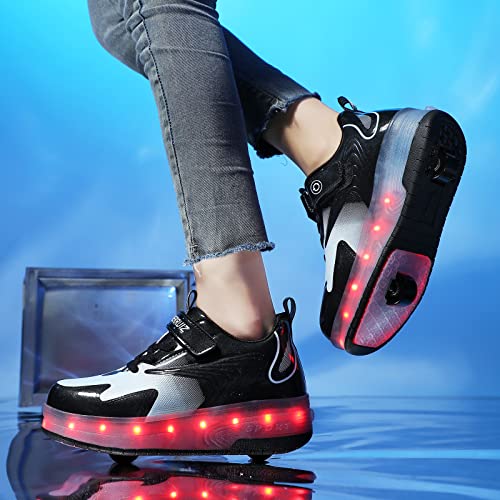LED Light Up Roller Shoes 2 Wheeled Skate USB Chargable Sneaker Shoes for Kids Size 6 Big Kid4