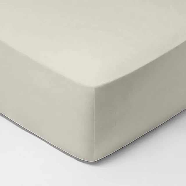 linensland® Single Fitted Sheet Cream - 100% Egyptian Cotton Soft & Durable Long Lasting Bed Fitted Sheets - Extra Deep Pocket 12 inch (40 cm) (90x190 cm)