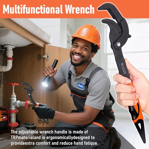 Pipe Wrench Set, 10” and 15” Self Adjusting Wrench 2-Piece Plumbing Tools for 0.55“-2.36”/14-60mm Standard Nuts, Irregular Nuts,Pipes Use - Image 5