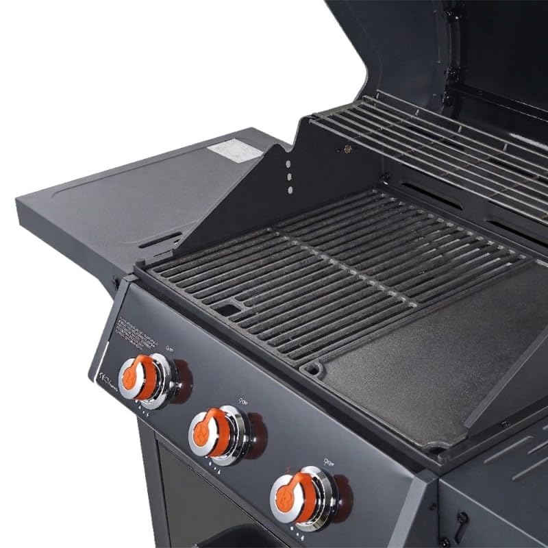 BRASERO BY FAVEX – Barbecue gaz Spring II 3 brûleurs – Surface mixte grille & plancha fonte – 9,95 kW – EASY CLEAN™ – Tablettes rabattables - Jusqu'à 10 convives