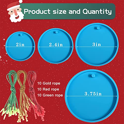 4 Pack Christmas Resin Molds, Christmas Ornament Molds For Resin, 30 Pieces Colorful Rope For Diy Crafts, Jewelry, Keychain, Making Christmas Decorations #TOP2