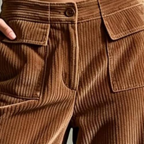 PXQIRMR Wide Leg Pants for Women Corduroy Elastic Waist Casual Trousers - image 5