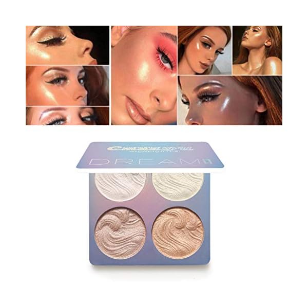 Highlighter Powder Palette, Shimmer Highlighters Makeup Iluminador, Great Long Lasting Waterproof, Glow Bronzer Highlighter Powder