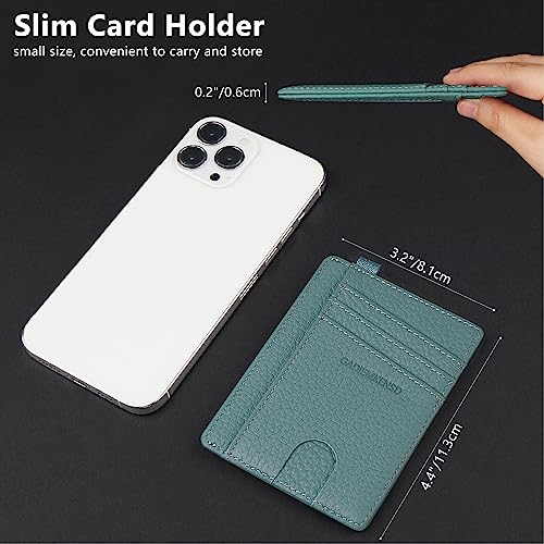 GADIEMKENSD Slim Credit Card Holder for Men Women RFID Blocking Wallet Compact Card Case Money Clip for Coin Cash Lanyard Oyster Card Bus Cards for Travelling Business Emerald Green4