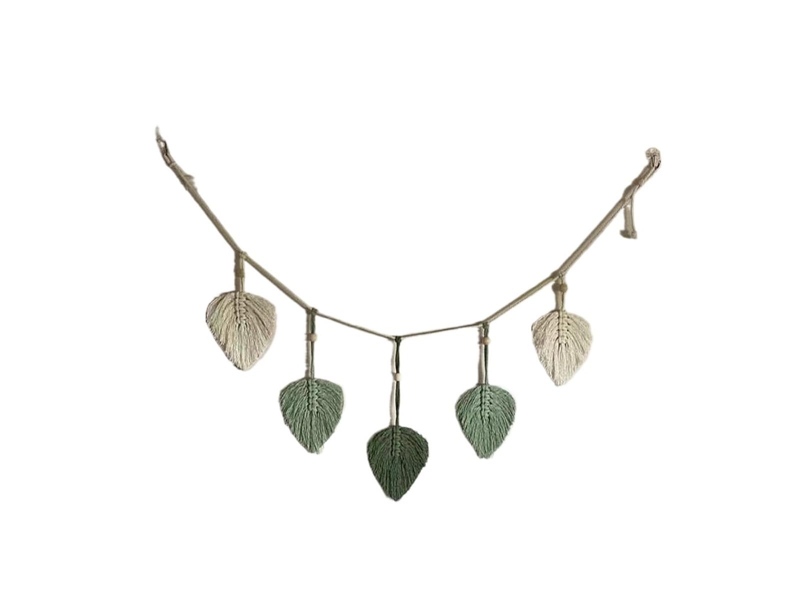FGUJSUR Tapestry Wall Hanging Macrame Wall Hanging Leaf Tapestry Woven Leaves Garland Banner For Farmhouse