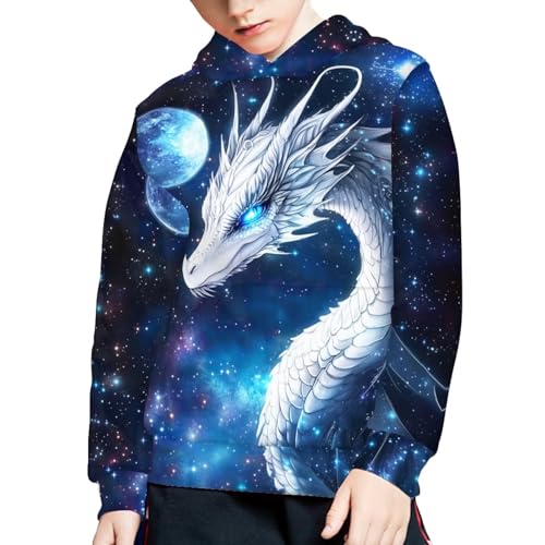 Image of WELLFLYHOM Boys Hooded Sweatshirts Hoodie Pullover Cool Graphic Crewneck Blouses Size 6-16