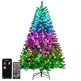 HOLILLUMA 6ft Pre-lit Christmas Tree, 270 LEDs RGB Color Changing Smart Artificial Christmas Tree, 920 PVC Branch Tips, App&Remote Control, DIY Light up Christmas Tree for Indoor Outdoor Decoration