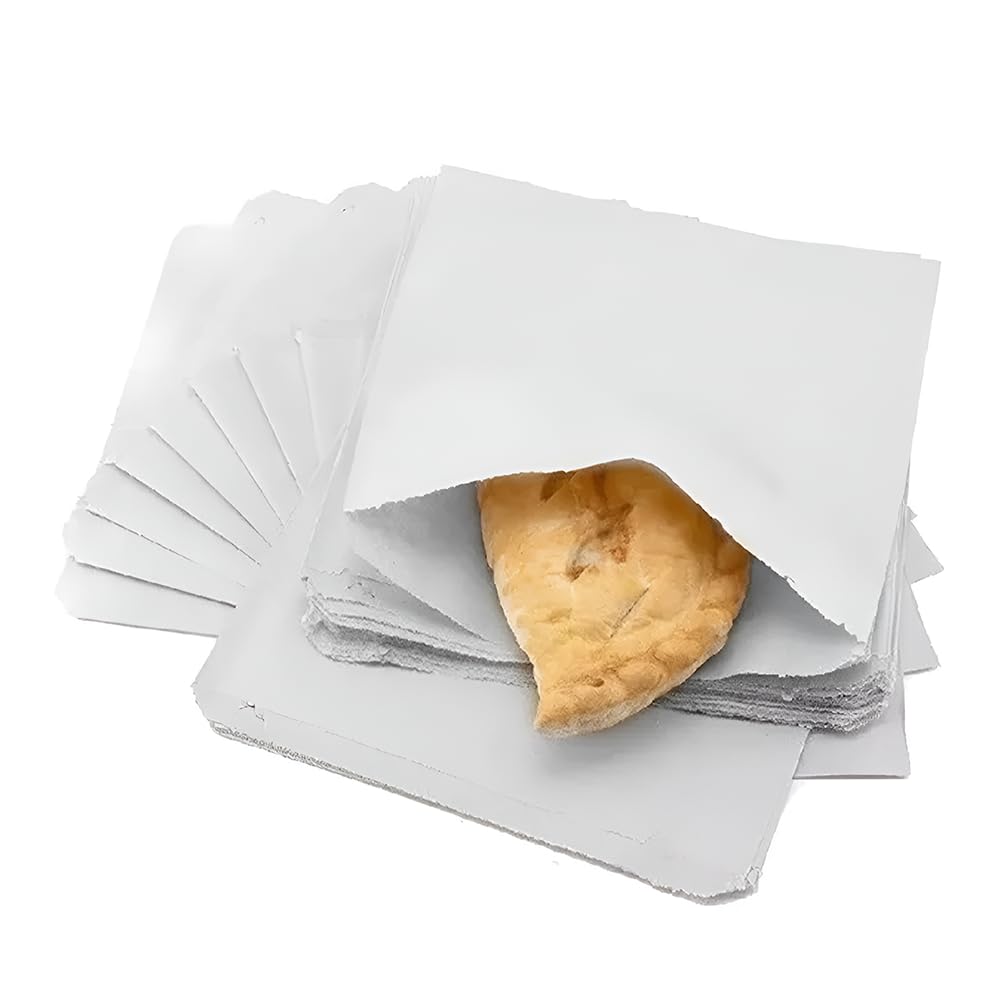 1000x White Sulphite Strung Kraft Paper Food Bags (10x10 Inch) | Recyclable & Biodegradable Sandwich, Fruit Carrier Bags for Home, Restaurants, Takeaways, Groceries & Bakery