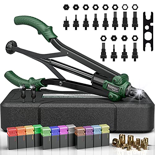 Xoopon Rivet Nut Tool, 16 Rivet Nut Setter Kit Including 12 Metric & SAE Mandrels, 120Pcs Assorted Rivnuts, Rugged Carrying Case, Auto Release Nut Design - 90% More Time And Effort Saving