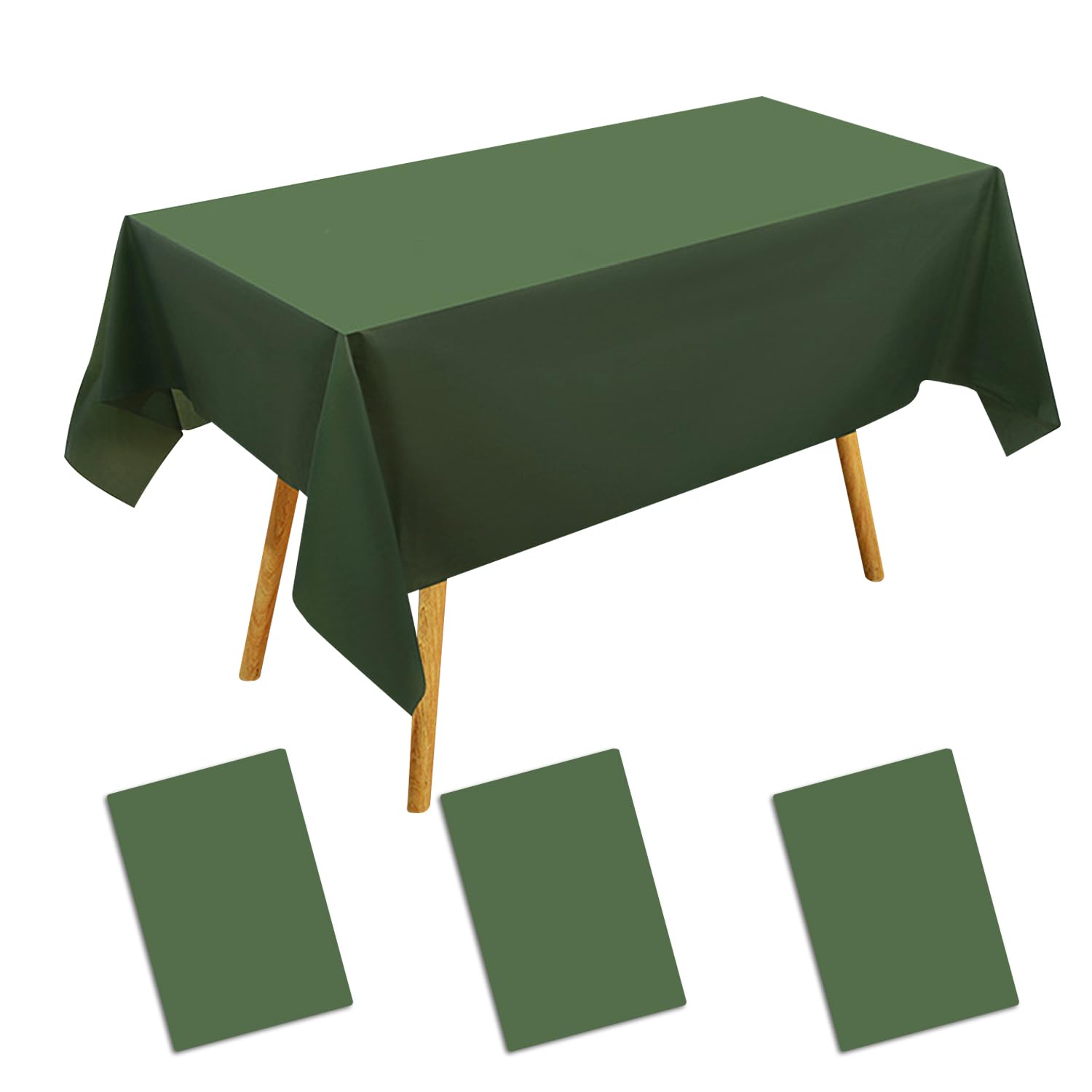 3 manteles rectangulares de color verde oscuro, manteles decorativos para mesa de comedor, manteles grandes de cumpleaños, manteles de póquer, adecuados para picnics, banquetes, fiestas (137 x 183 cm)