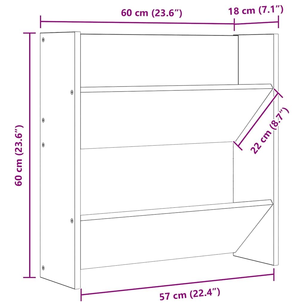 Wand-Schuhschränke 4 STK. Schwarz Holzwerkstoff 60x18x60 cm Schuhregal schmal platzsparend für Flur Diele Eingangsbereich mit 2 Kippböden und staubdichtem Organizer