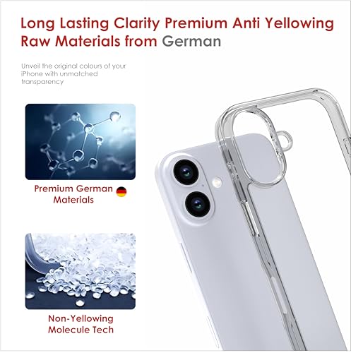 Image of for iPhone Case 16 Plus, [Anti-Yellowing Technology] [Military Grade Drop Protection] Shockproof Slim Hybrid Phone Case for iPhone 16 Plus - Crystal Steel Grey