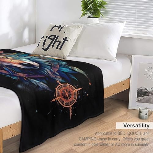 Couverture flannel loup très doux plaid résistant lit sofa - 7