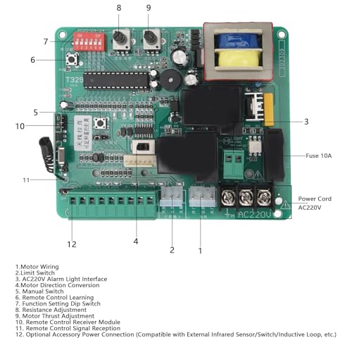 Circuit Control Board for Sliding Gate Opener Universal Electronic Main Replacement PCB Circuit Control Board with LED - Image 2