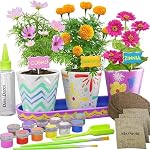 Peinture Dan&Darci & Kit de jardinage de fleurs en grès végétal - Cadeaux de Pâques pour les filles & Garçons 6-12 ans - Arts pour enfants & Cadeau d'anniversaire du projet Artisanat, STEM Activité pour l'âge 6, 7, 8, 9, 10, 11 & 12 Année Fille