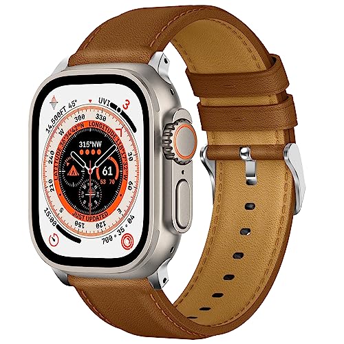 Bracelet en Cuir pour Apple Watch Ultra 49mm, Bracelet pour iwatch 49mm 45mm 44mm 42mm, Cuir Replacement Bracelet pour Ultra 2 Séries 9 8 7 6 SE 5 4 3 2 1, Réglable Bracelet pour Homme femme