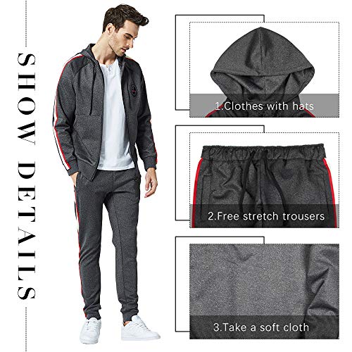 Image of MANTORS Men's Hooded Athletic Tracksuit Full Zip Casual Jogging Gym Sweat Suits