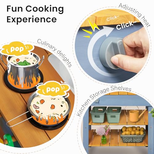 Image of Frogprin Mud Kitchen for Kids, Outdoor Play Kitchen with Planter Box, mud Kitchen Accessories, Gardening Tool Toy Set, Removable Sink Faucet, Wooden Pretend Kitchen for Boys Girls 3+ Indoor