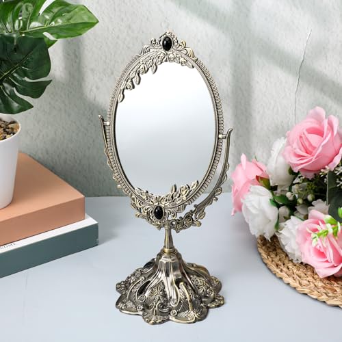 Espejo para Maquillaje Ovalado de Mesa Vintage con Doble Cara miniatura 4