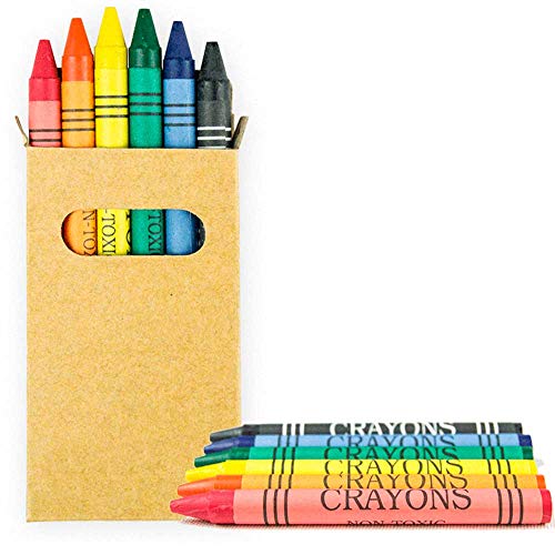 Lote 25 Unidades Caja Kraft con 6 Ceras para Colorear. Regalos de cumpleaños Infantiles, Eventos con niños, colegios y restaurantes. cumpleaños Infantiles, Detalles para niños.