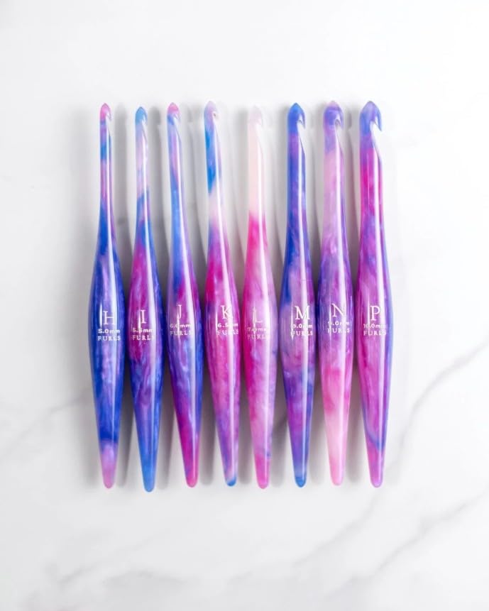 Furls Crochet Hook, Limited Edition Cotton Candy Swirl Streamline Resin, Ergonomic Handle Crochet Hooks 7" (P - 10.00MM) - 1