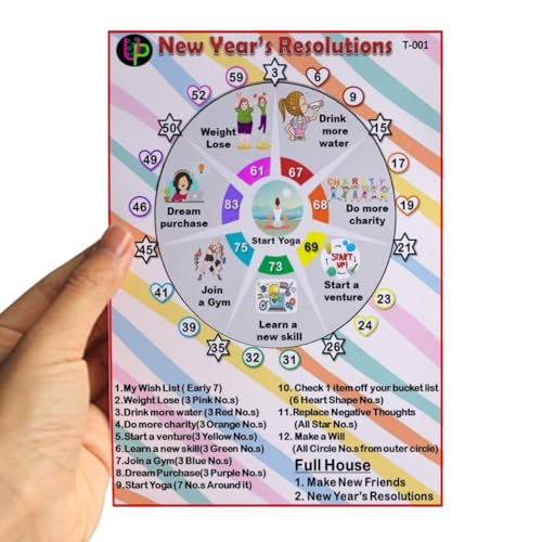 Image of New Year Tambola Tickets - Resolutions Theme 2026 - English - Bingo Housie Game for Kitty Party, Friends & Family Gatherings, Happy New Year Theme (Set of 15 Tickets)