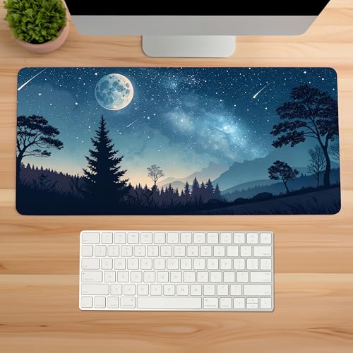 Image of Mystic Nightfall Premium Desk Mat | Anti-Skid | Anti-Slip | 80 x 30 cm | Laptop Mat for Work from Home /Office /Gaming- Extended Mouse pad and Keyboard Desk mat