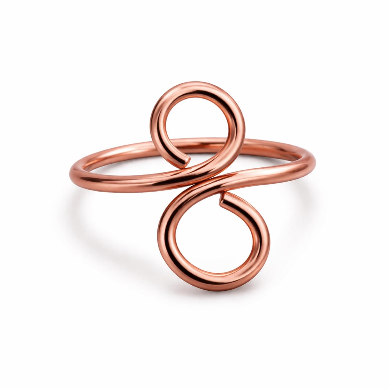 Handcrafted Copper Wire Ring | Double Loop Spiral Design | Adjustable Ring for Girls & Women Stylish Copper Wrap Ring for Women | Double Spiral Design-image-19