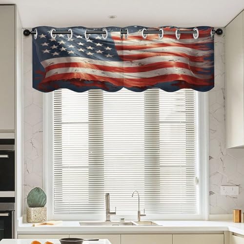Cortinas opacas de estrellas para cocina y baño con cenefa moderna de 52x18 pulgadas 4