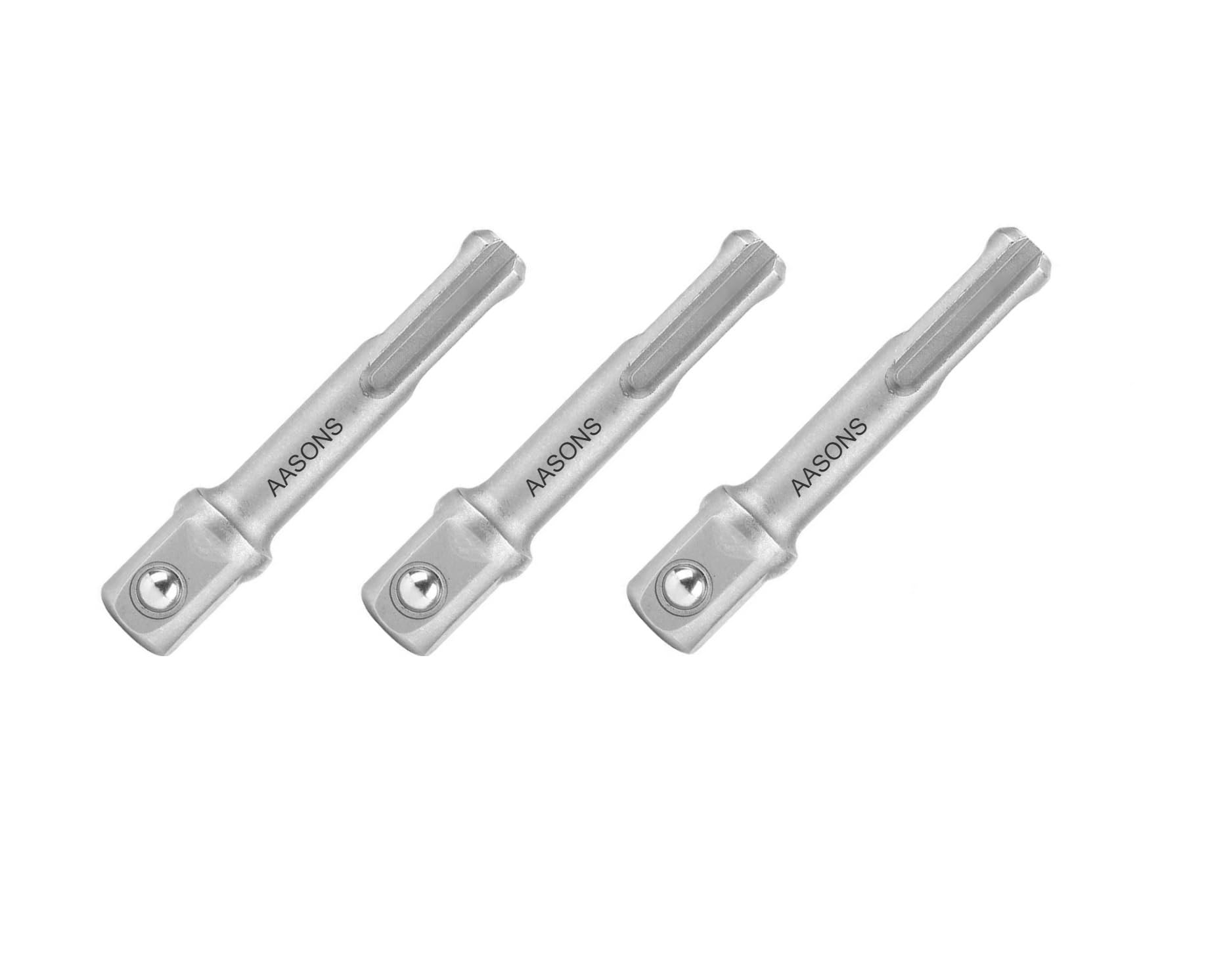 AASONS SDS Plus Steel Socket Adapter SDS+ Square Drive Socket Hammer Drill Extension Bit Converter To ½” SD Rotary Impact Electric Tool Accessories (Pack Of 3)-image-1