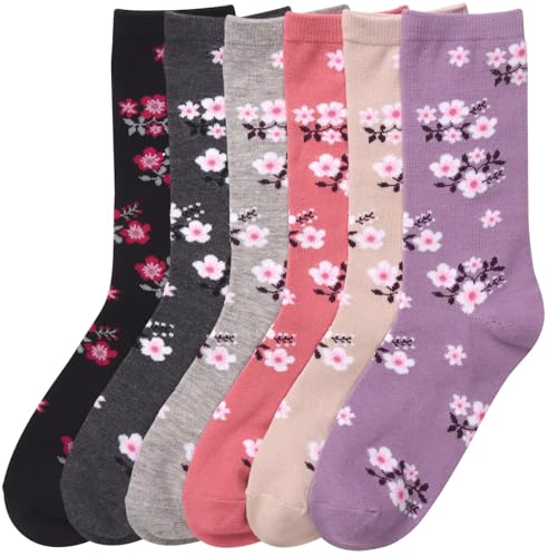 Image of ToBeInStyle Women's Pack of 6 or 12 Fashion Printed Crew Socks