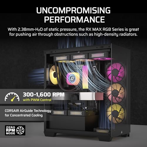 Image of CORSAIR iCUE Link RX140 MAX RGB 140mm PWM Thick Fans with iCUE Link System Hub - High-Static Pressure - Magnetic Dome Bearing - Dual Pack - Black