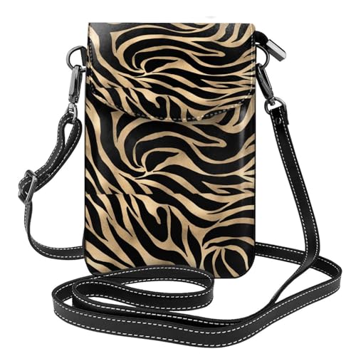 Porte-téléphone zèbre doré métallisé noir : libérez vos mains grâce à ce petit sac bandoulière