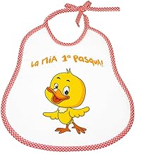 Bubabù Easter Bib My First Easter - 24 x 24 cm with Ties Baby Bib Easter - 100% Cotton - Made in Italy