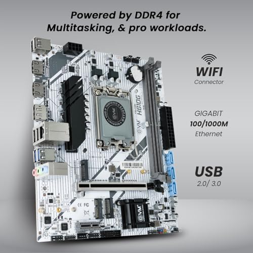 Image of EVM H610 DDR4 Motherboard | LGA1700 Socket | Intel 12th /13th /14th Gen Support | DDR4 Memory | M.2 NVMe | 3 SATA 6Gb /s | USB 3.0 | Gigabit LAN | WiFi Ready | Micro ATX | 3 Year Warranty (EVMH610G)