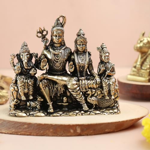 Image of The Spiritual Living Fine Crafted Brass Shiv Parivar Murti for Home Puja | 10.16 Cm | Shiv Family Murti | Idol | God Idols for Home Decor | Mahadev Bholenath Pariwar Statue | Office Desk |