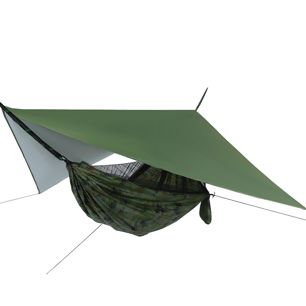 Hamac de Jardin Conjuntos de Muebles de jardín y terraza al Aire Libre, Red Militar para Jungla para Dormir, Hamaca con mosquitera, Hamaca para Campamento(Blue Camouflage)