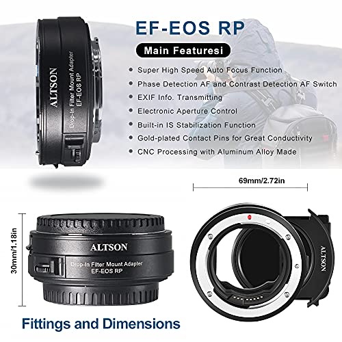 Lens Adapter Ef-Eos R Compatible For Canon Ef/Ef-S Lens To Rp R5 R6 Camera, Lens Mount Adapter Converter With Detachable Nd Filter #TOP2