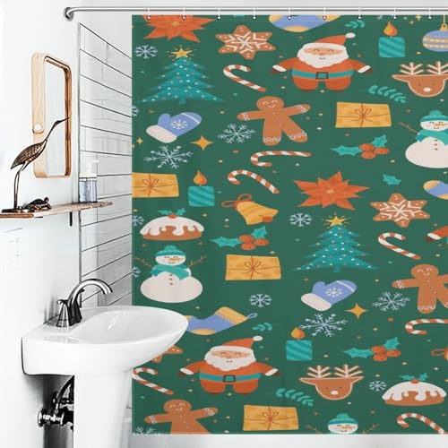 Rideau de douche de Noël en polyester lavable 183x183 cm - 6
