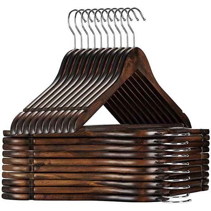 Royal Images Wooden Hangers Solid Wood Shirt Hangers,Dress Coat Jacket Clothes Hangers,with Extra Smooth Finish Brown | Brown |Pack of 18 (B0C4V3SYBG) Amazon Price History, Amazon Price Tracker
