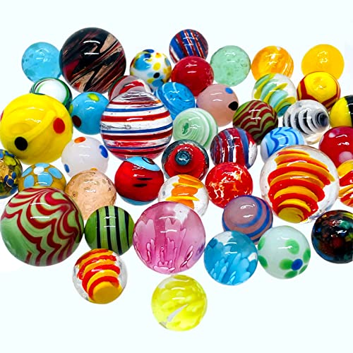 image for Miutrue 43 Unique Handmade Marbles Large Glass Big Marbles Assorted Si