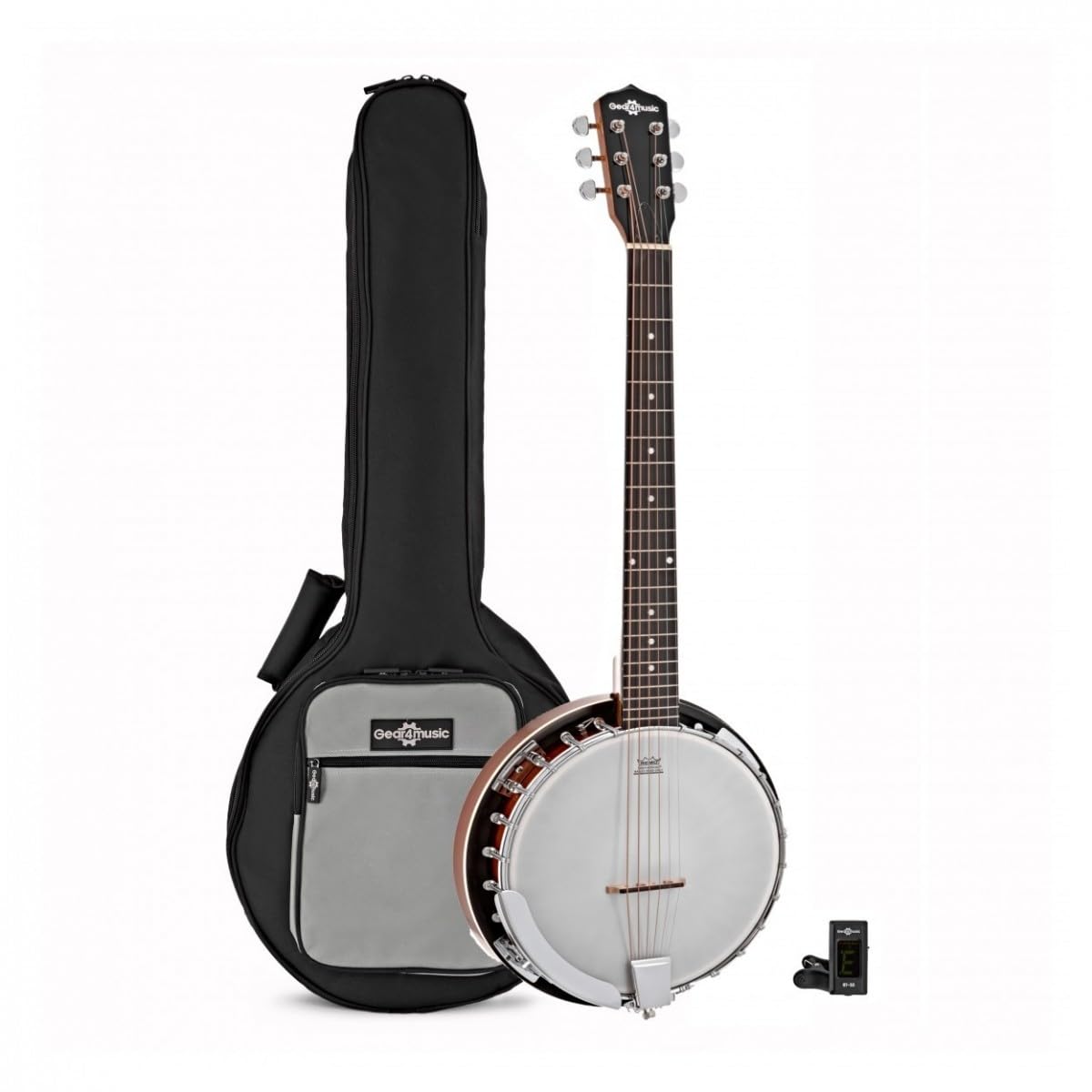 Gear4music Chitarra banjo a 6 corde con borsa e accordatore per paletta