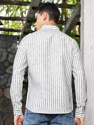 Image of Thomas Scott Men's | Stripes | Full Sleeve | Regular Fit | Linen Blend | Spread Collar | Casual Shirt