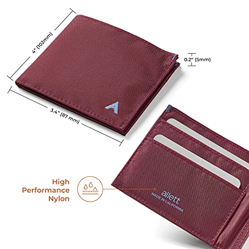 Image of Allett ID Wallet, Mulberry | Nylon, RFID Blocking | Slim Minimalist Bifold Wallet, Water Resistant, Durable, Thin, Front Pocket | Holds 4-12+ Cards, Cash
