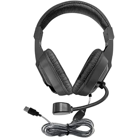 WorkSmart Plus Deluxe Headset - USB with Boom gooseneck microphone, padded headband Leatherette ear cushions Cover