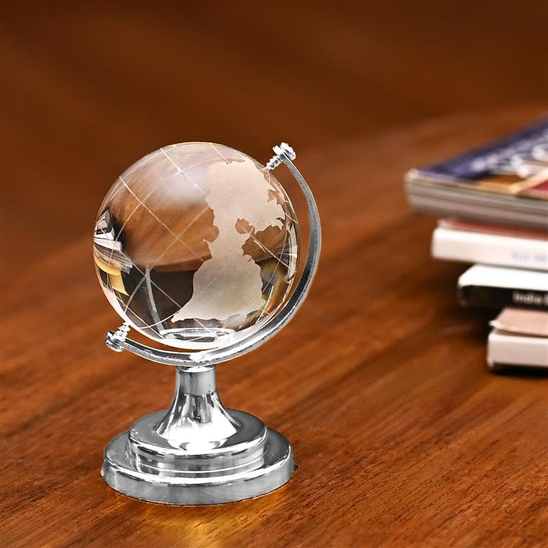 Image of ZAICUS Crystal Ball Showpiece with Stand for Office Desk, Home Decor, Tabletop | Glass Sphere Gift for Boss, Friends, Students | Vastu Decorative Showpiece for Good Luck, Success & Positive Energy