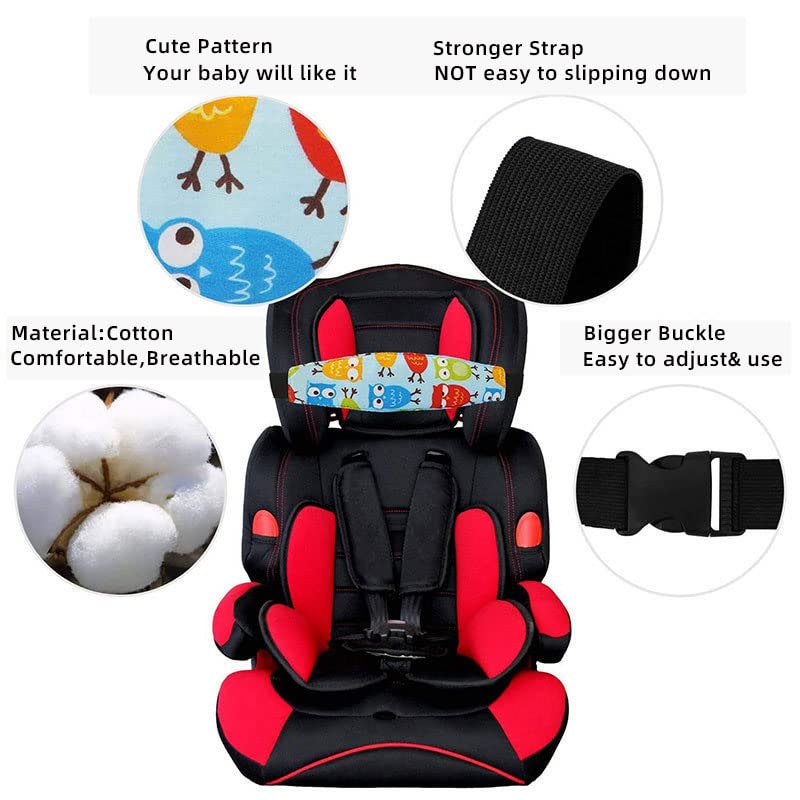 Image of Ximimark 2 Pcs Cute Cartoon Adjustable Car Safety Seat Sleep Positioner Infants Baby Head Support Pram Stroller Fastening